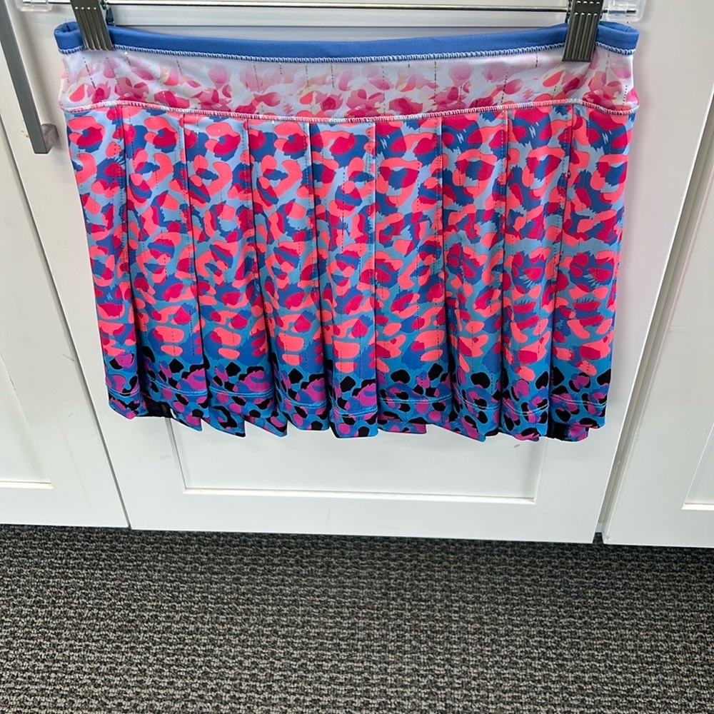 Lucky in Love Pink and Blue Pleated Skater Mini Skirt